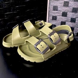 Brown Oak Olive Green Sandals. Very light weight. NEW!